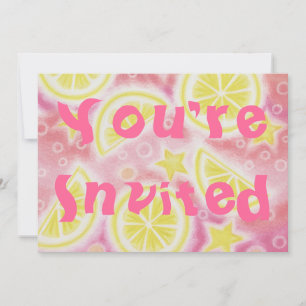 Roze limonade 'lemons'-partijuitnodiging rechthoek kaart