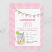 Roze limonade & limoen Chevron Verjaardag Kaart (Voorkant / Achterkant)