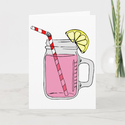 Roze limonade Mason Jar Bedankkaart (Voorkant)