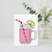 Roze limonade Mason Jar Briefkaart (Staand voorkant)