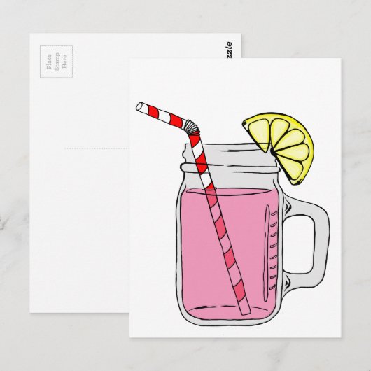Roze limonade Mason Jar Briefkaart (Voorkant / Achterkant)