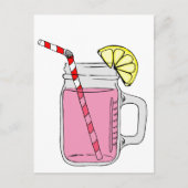Roze limonade Mason Jar Briefkaart (Voorkant)
