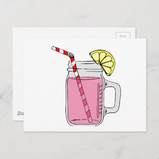 Roze limonade Mason Jar Briefkaart (Voorkant / Achterkant)