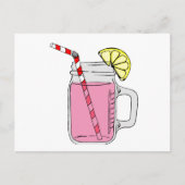 Roze limonade Mason Jar Briefkaart (Voorkant)