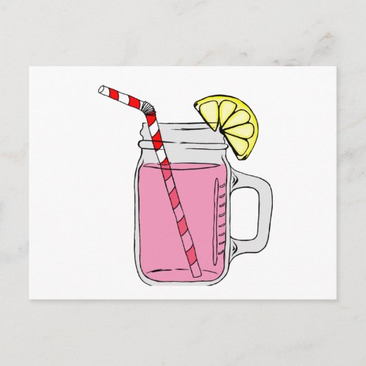 Roze limonade Mason Jar Briefkaart (Voorkant)