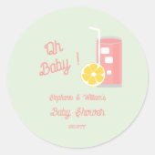 Roze limonade Modern Oh Baby shower Party Ronde Sticker (Voorkant)