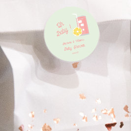 Roze limonade Modern Oh Baby shower Party Ronde Sticker
