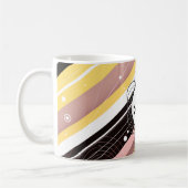 Roze limonade Modern-Retro Stripes met monogram Koffiemok (Links)