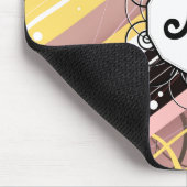 Roze limonade Modern-Retro Stripes met monogram Muismat (Hoek)
