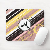 Roze limonade Modern-Retro Stripes met monogram Muismat (Met muis)