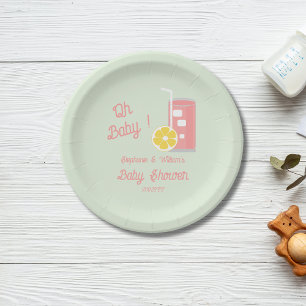 Roze limonade moderne Oh Baby Shower-feest Papieren Bordje