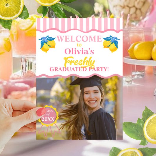 Roze limonade Net afgestudeerd foto & QR-code Kaart