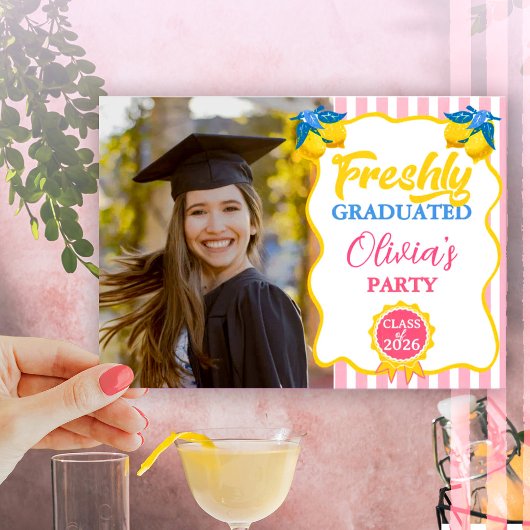 Roze limonade Net afgestudeerd foto & QR-code Kaart
