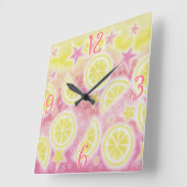 Roze limonade 'Numbers' klokplein Vierkante Klok (Hoek)