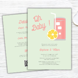 Roze limonade Oh Baby shower Moderne QR-code Kaart
