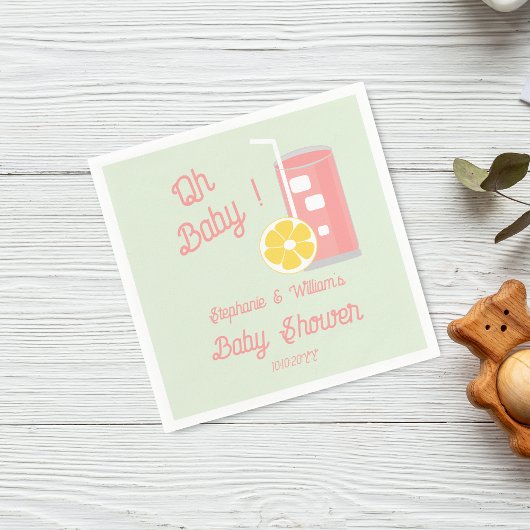 Roze limonade Oh Baby shower Party Servet