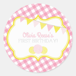 Roze limonade Party-sticker Ronde Sticker