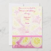 Roze limonade 'PARTY' uitnodigingsstreep Kaart (Achterkant)