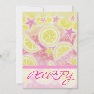 Roze limonade 'PARTY' uitnodigingsstreep Kaart