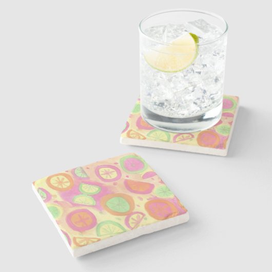 Roze limonade Pattern Stenen Onderzetter (Zijkant)