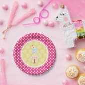 Roze limonade Polka Dot 1e verjaardag Papieren Bordje (Feest)