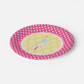 Roze limonade Polka Dot 1e verjaardag Papieren Bordje (Gekanteld)