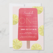 Roze limonade popsicle meisje 1e verjaardag kaart (Voorkant)
