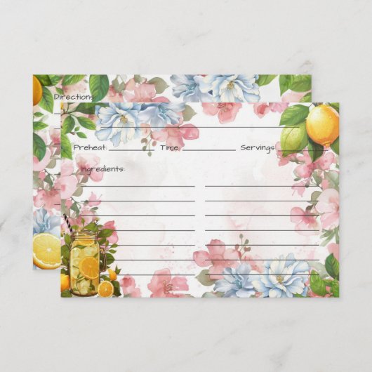 Roze limonade Recept Kaart (Voorkant / Achterkant)