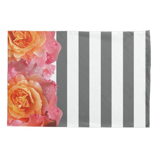 Roze limonade Rozen & dikke witte strepen Kussensloop (Achterkant)