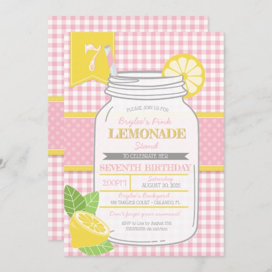 Roze limonade stand (elke leeftijd) Verjaardagsfee Kaart (Voorkant / Achterkant)