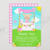 Roze limonade stand verjaardag blond haar meisje bedankkaart (Voorkant / Achterkant)
