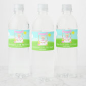 Roze limonade stand verjaardag blond haar meisje waterfles etiket (Flessen)