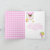 Roze limonade stand verjaardag bruin haar meisje bedankkaart (Binnen)