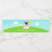 Roze limonade stand verjaardag donkere huid meisje waterfles etiket (Enkel label)