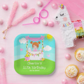 Roze limonade stand verjaardag rood haar meisje papieren bordje (Feest)