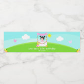 Roze limonade stand verjaardag zwart haar meisje waterfles etiket (Enkel label)