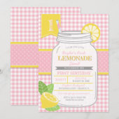 Roze limonade standaard eerste verjaardag kaart (Voorkant / Achterkant)