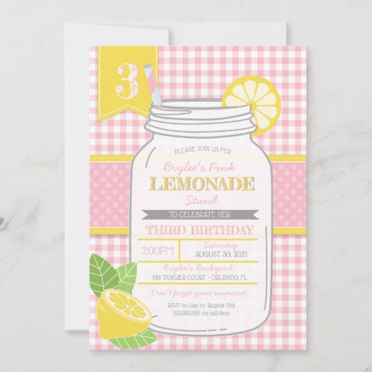Roze limonade standaard Kinderen van Birthday Kaart (Voorkant)
