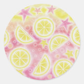 Roze limonade sticker rond (Voorkant)