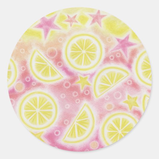 Roze limonade sticker rond (Voorkant)