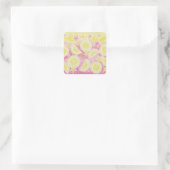 Roze limonade sticker vierkant (Tas)