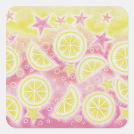 Roze limonade sticker vierkant (Voorkant)
