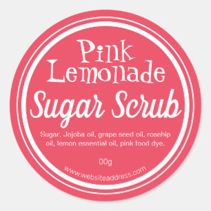 Roze limonade suiker scrub productetiketten ronde sticker