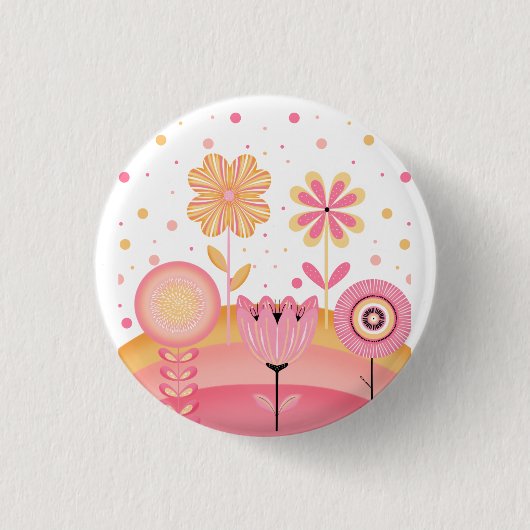 Roze limonade tuin ronde button 3,2 cm (Voorkant)