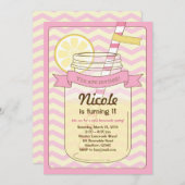 Roze limonade-uitnodiging / Roze limonade-uitnodig Kaart (Voorkant / Achterkant)