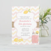 Roze limonade -  uitnodiging voor meisjes (Staand voorkant)