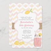 Roze limonade -  uitnodiging voor meisjes (Voorkant / Achterkant)