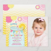 Roze limonade uitnodiging Zonneschijn eerste verja (Voorkant / Achterkant)