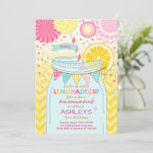 Roze limonade Uitnodiging Zonneshine Eerste verjaa (Staand voorkant)