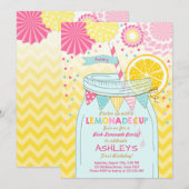 Roze limonade Uitnodiging Zonneshine Eerste verjaa (Voorkant / Achterkant)